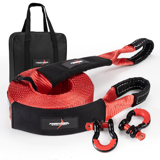 FieryRed 3”x 30FT Tow Straps Recovery Kit with D Ring Shackles, 35000lb Break Strength Recovery Straps Heavy Duty with Loops, Emergency Off Road Towing Rope & Winch Extension 3" x 30FT