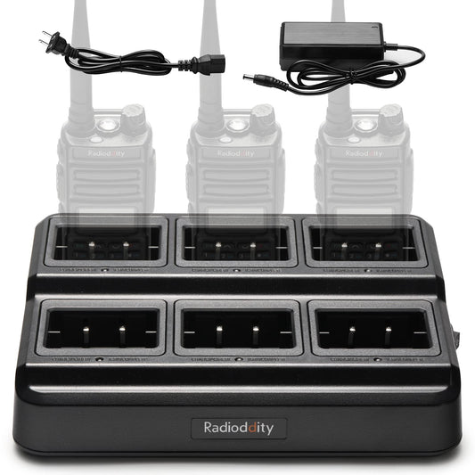 Radioddity GM-30 GMRS Handheld Radio Six-Way Charger Multi-Unit Charger Station, Compatible for BL-13UV battery, Use for TD-H5 P15UV UV-88 RT-85 GM-15 MU-5, 1 Set