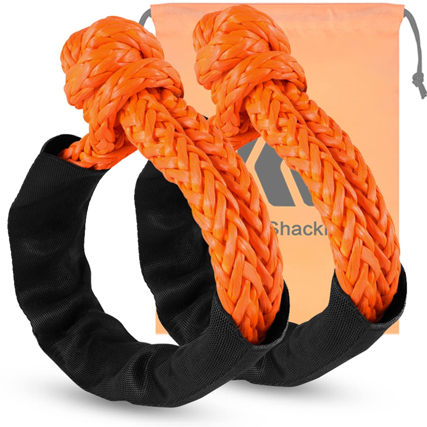 BNEEN 1/2" x 24" Soft Shackles (56,000 LBS Break Strength) - 2-Pack Orange