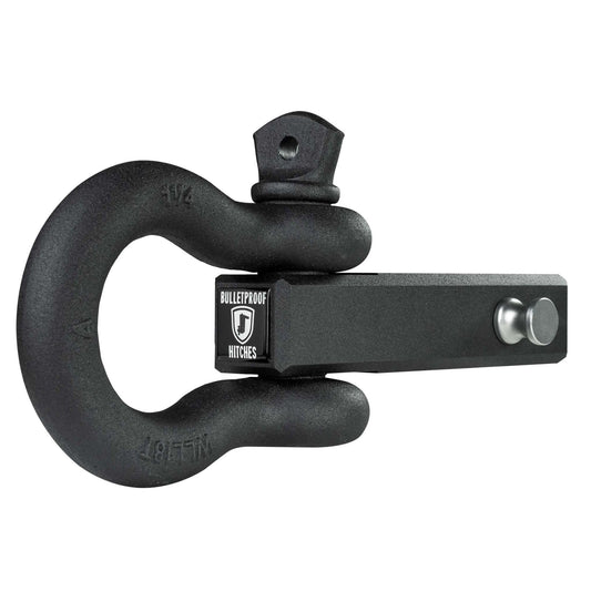 BulletProof Hitches 2.0" Extreme Duty Receiver Shackle (36,000lb. Rating) with D-Ring/Clevis (Black Textured Powder Coat, Solid Steel)