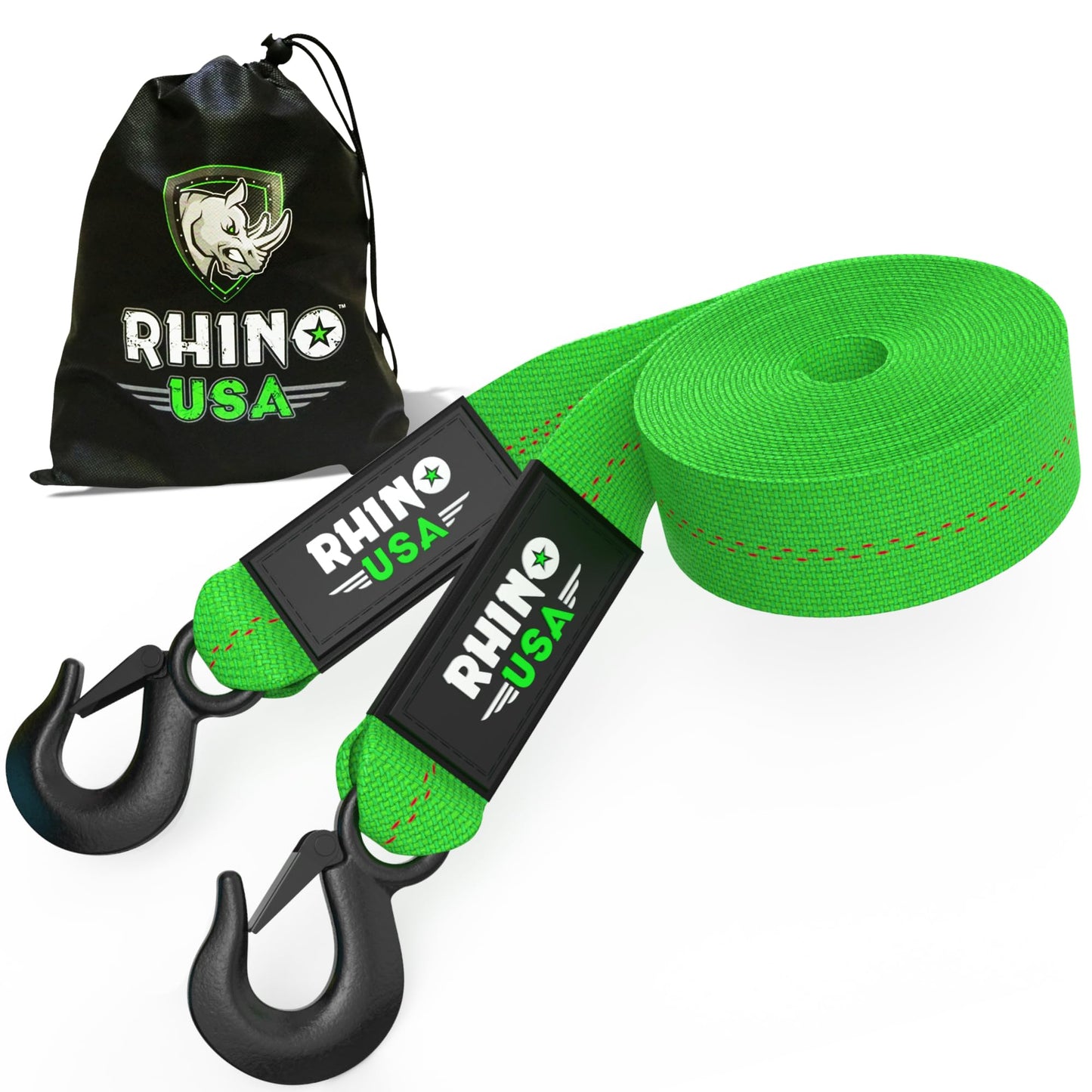 Rhino USA 2" x 20' Tow Strap with Forged Steel Hooks - 10,321lbs Strength