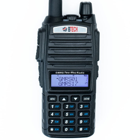 BTECH GMRS-V2 5W 200 Fully Customizable Channels GMRS Two-Way Radio. USB-C Charging, IP54 Weatherproof, Repeater Compatible, Dual Band Scanning (VHF/UHF), FM Radio, & NOAA Weather Broadcast Receiver