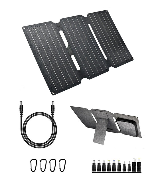 Solar Panel ActuEgo 30W Folding Portable Kit 18V DC/USB Type A/USB Type-C Charger for Cell Phone Ipad IP65 Waterproof Power Station for Camping/Hiking/Outdoor Avtivities