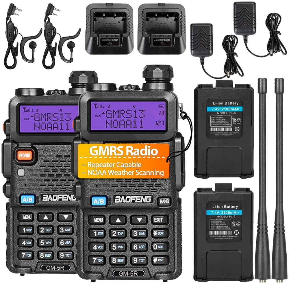 BAOFENG GM-5R GMRS Radio, Long Range Walkie Talkies, Rechargeable Two Way Radio with NOAA Weather Receiver & Scan, GMRS Handheld Radio for Adults, Support Chirp