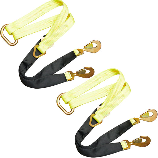 2 Pcs V Bridle Strap 2" x 4' Heavy Duty Tow Strap Vehicle Recovery Tow Rope with Snap Hooks and Axle Straps, 4700 Lbs Capacity Tow Truck Accessories for Tractor Truck Car UTV ATV SUV