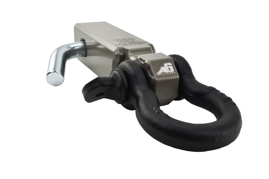 AGENCY 6 Recovery Shackle Block Assembly 1 1/4" (1.25 Inch) Powder Coat Earth Grey - Hitch Receiver Block - Proudly Made in The USA with US Certified Materials