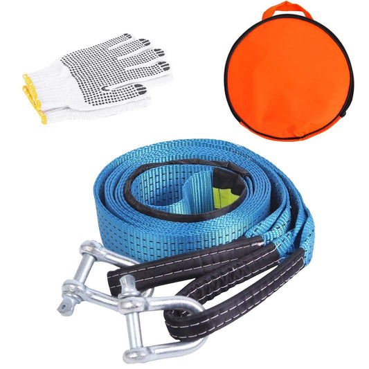 Voilamart Tow Strap with Hooks 2'' x 16.4' Car Vehicle Heavy Duty Recovery Rope 17,600LBS Capacity Tow Rope for Car Truck Jeep ATV SUV Blue Strap(orange bag)