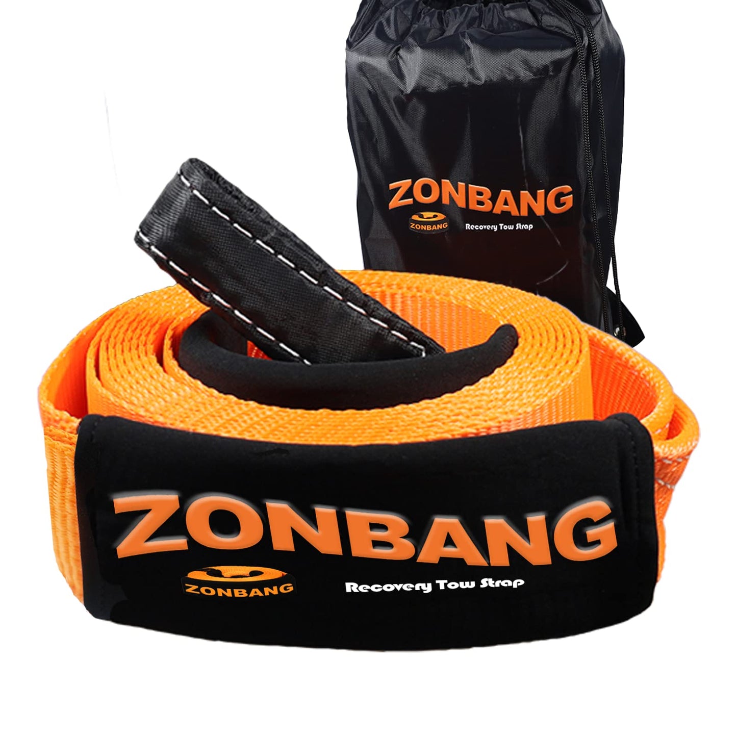 ZONBANG 3" x 20' Heavy Duty Tow Strap - 30,000 lbs Break Strength ATV/Snowmobile