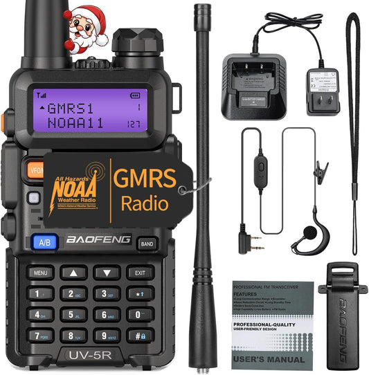 Baofeng UV-5R GMRS Handheld Radio Long Range UV5R Walkie Talkies Rechargeable Two Way Radio,GMRS Repeater Capable,NOAA Weather Radio Walkie Talkie for Adults