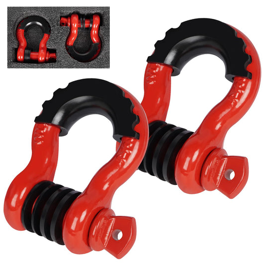 2 Pack D Ring Shackles 3/4" Shackles ,28.5 Ton (57,000 lbs) Maximum Break Strength with 7/8" Screw Pin, Shackle Isolator Washers Kit for Vehicle Recovery, Tow Strap Winch Off-Road Vehicle Recovery