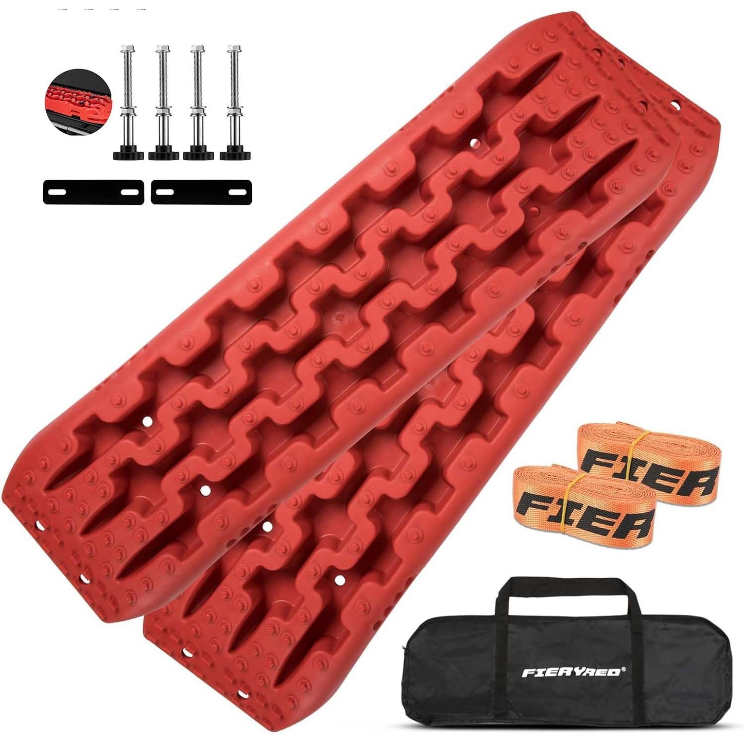 FIERYRED Recovery Traction Boards 2PCS with Mounting Kit for Off-Roading