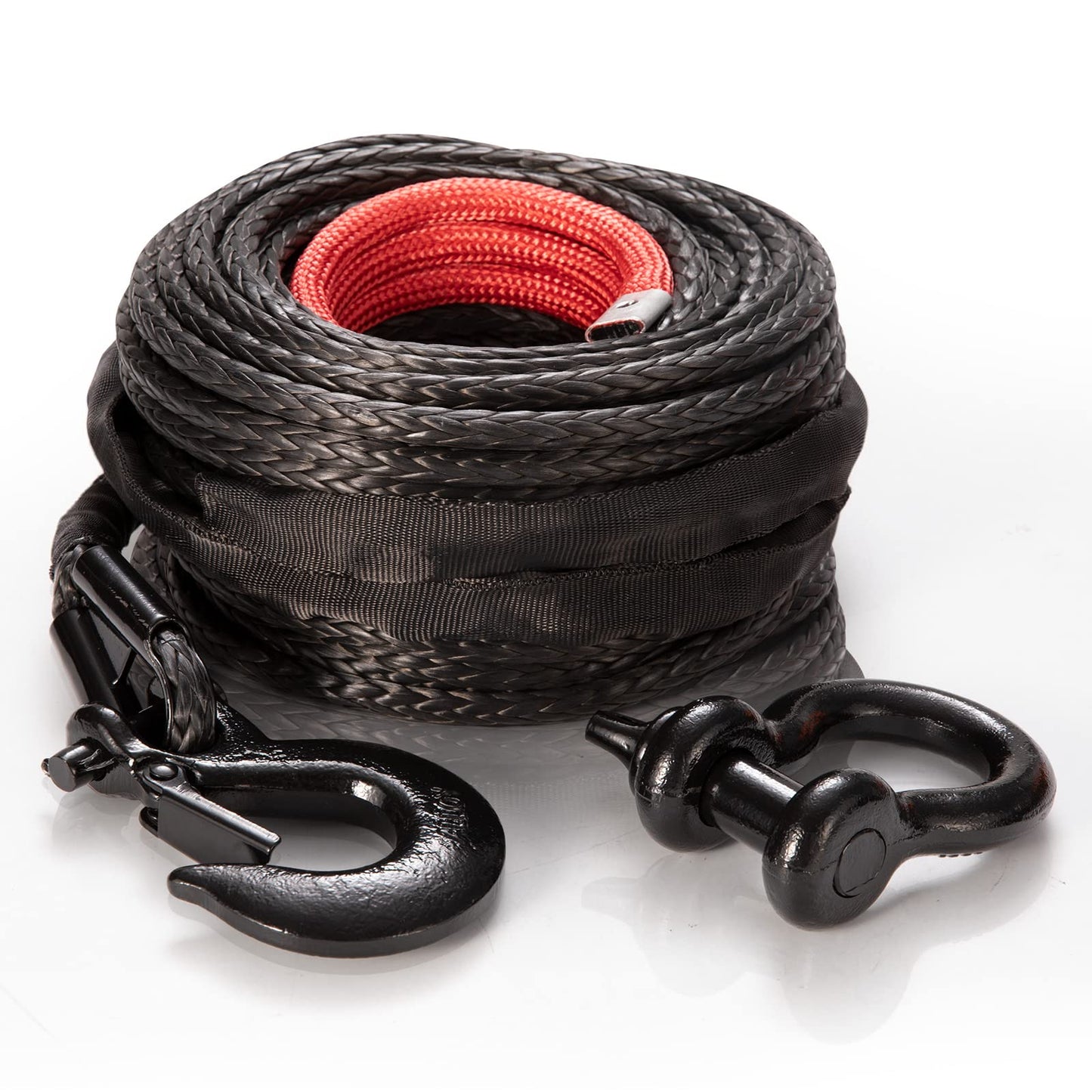 BUNKER INDUST 100ft Synthetic Winch Rope Kit with D-Ring Hook & Shackle