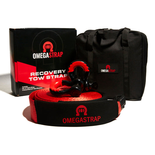 OmegaStrap® OS35000 Heavy-Duty Tow Strap with 2 D-Ring Shackles