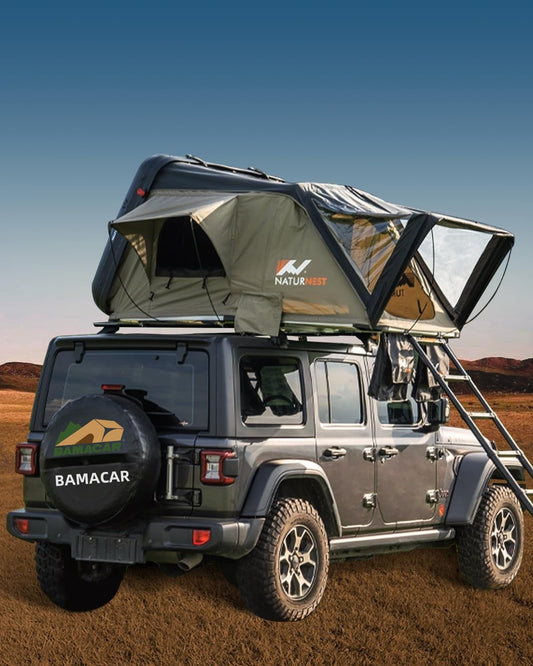 BAMACAR Hard Shell Rooftop Tent with 2 Chairs for Jeep & SUV Camping