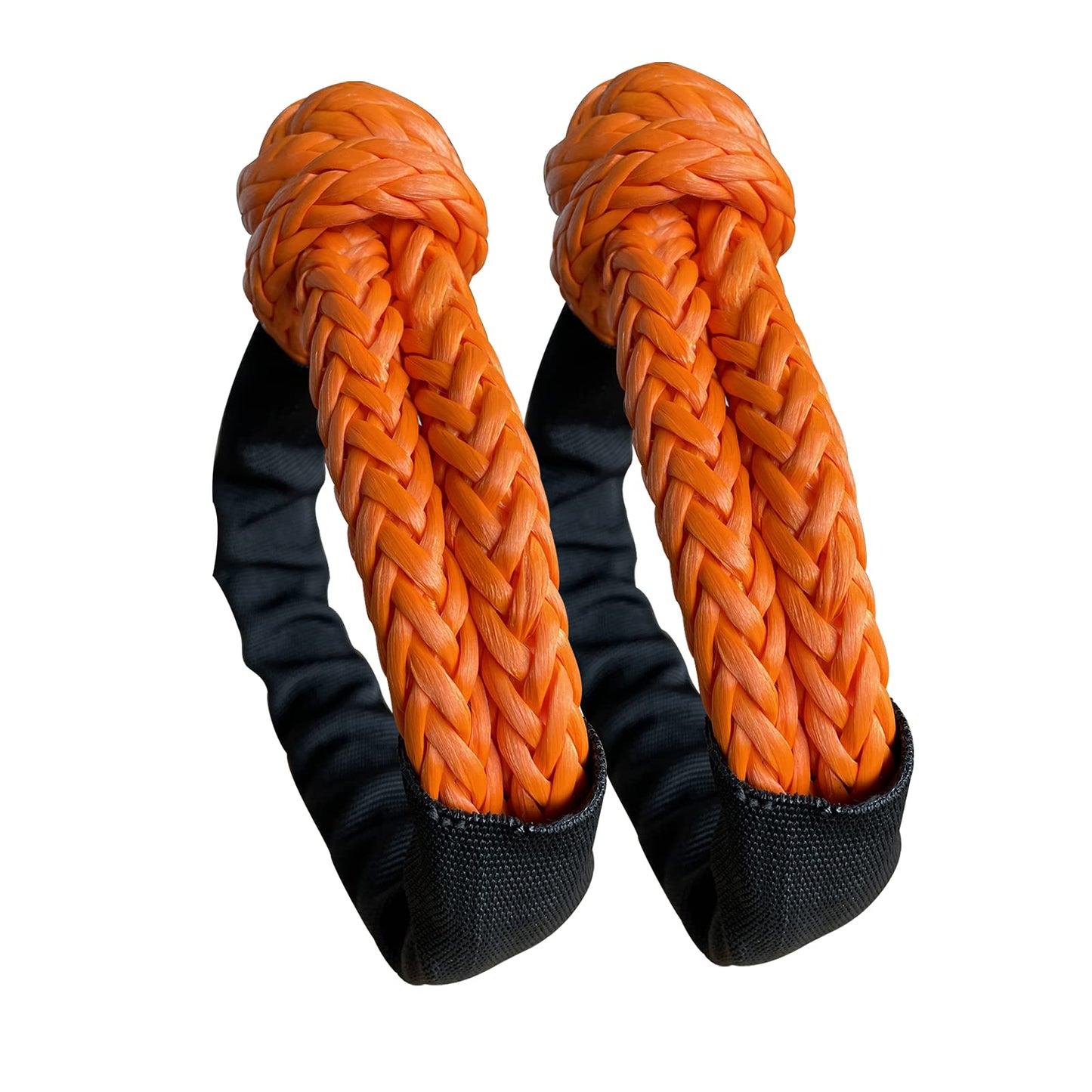 Winch Soft Shackle, 1/2 Inch x 23.6 Inch Synthetic Recovery Rope(45,000lbs Breaking Strength) with Protective Sleeve for SUV ATV Truck Boat Towing Recovery (Orange, 2 Pack)