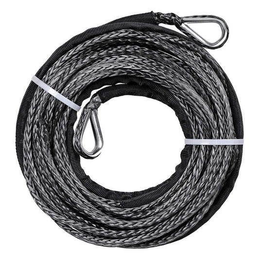 Black 1/4" x 50' Synthetic Winch Rope Line Cable Extension Towing Straps 8200 LB UTV ATV SUV w/ Sheath