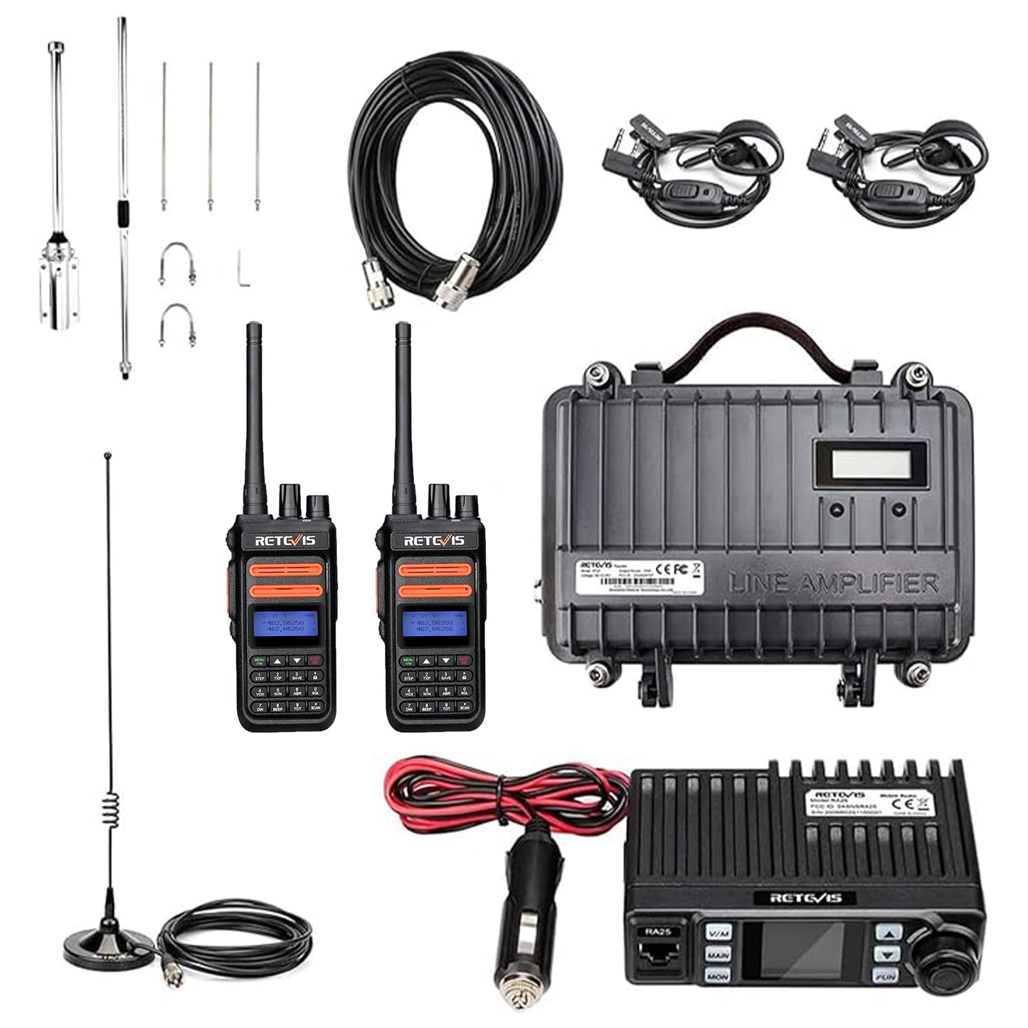 Retevis RT97 GMRS Mobile Base Station Communication Set Specially Designed Farm,Ranch,Remote Mountain Family,Include Walkie-Talkie 2Pack,GMRS Base Station and Antenna,GMRS Mobile Radio and Transceiver