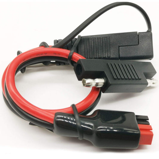 SAE Solar Power Adapter Connector Cord Solar Extension Cable for Motorcycles, Cars, Etc - with 1 SAE Polarity Reverse Connector