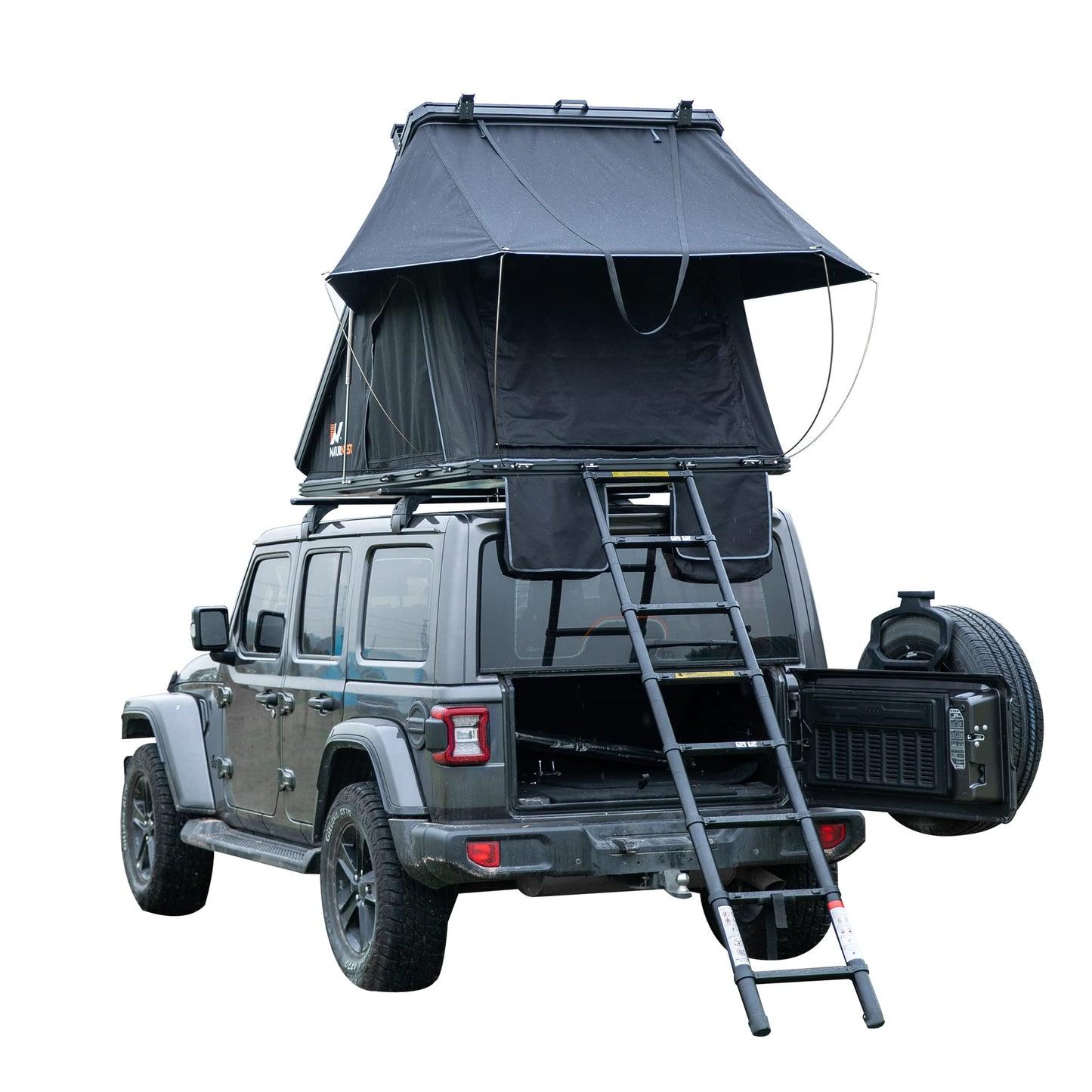 WIILAYOK Hard Shell Rooftop Tent with Mattress, Ladder & LED for Camping