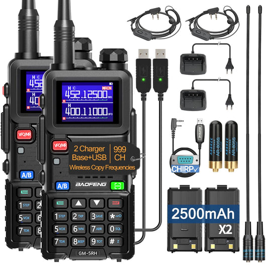 BAOFENG GMRS Handheld Radio GM-5RH Long Range Rechargeable (Upgrade of UV-5R) Walkie Talkies UV-5G Plus with NOAA Weather Receiving,GMRS Repeater Capable,2500mAh Battery,USB-C Charger,2Pack