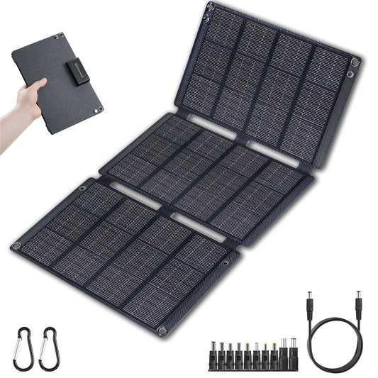 30W Portable Solar Panel Chargers for Camping - Foldable Solar Charger 19V Waterproof High Efficiency Solar Panels Kit,DC for Portable Power Station,QC3.0 USB-A USB-C Output for Cell Phone Backpacking