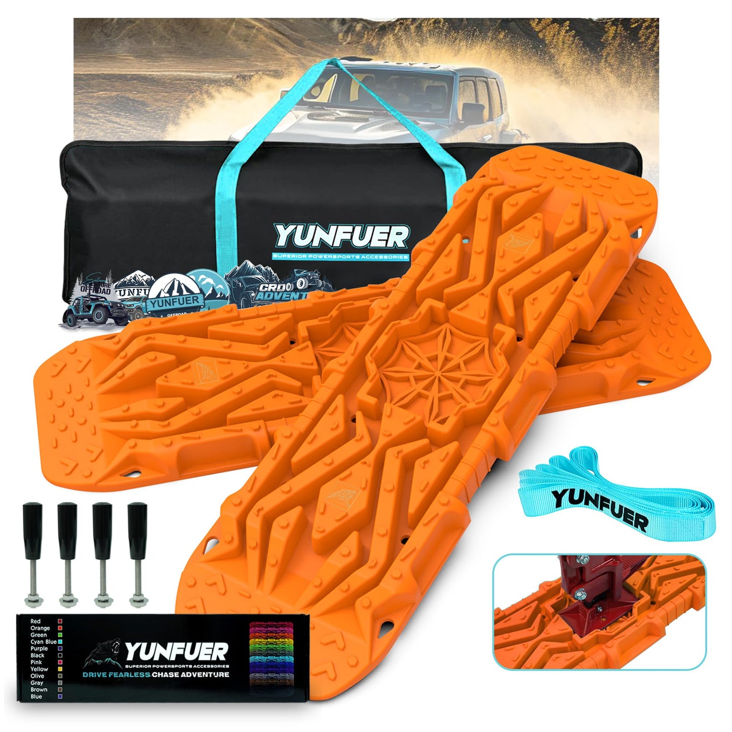 YUNFUER Recovery Traction Boards with Jack Base for 4x4, Off Road Use