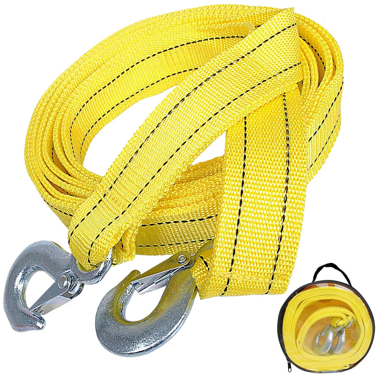 WSSROGY Heavy Duty Tow Straps with Hooks for Vehicle Emergency Recovery - 10,000lbs