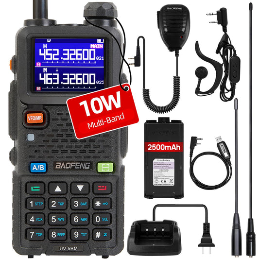 BAOFENG UV-5RM Radio-10W Gmrs Handheld Radio, Multi-Frequency Two Way Radio for Adults Long Range, Portable Ham Radio with 2500 mAh Type-C Charging Battery & Copy Frequency 999CH (1 Pack)