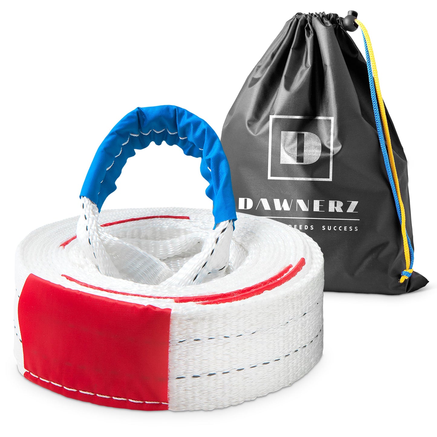 Tow Strap Heavy Duty 20 ft 15000 lbs - Dawnerz Towing Rope 6 m 7 Tons with Triple Reinforced Loops