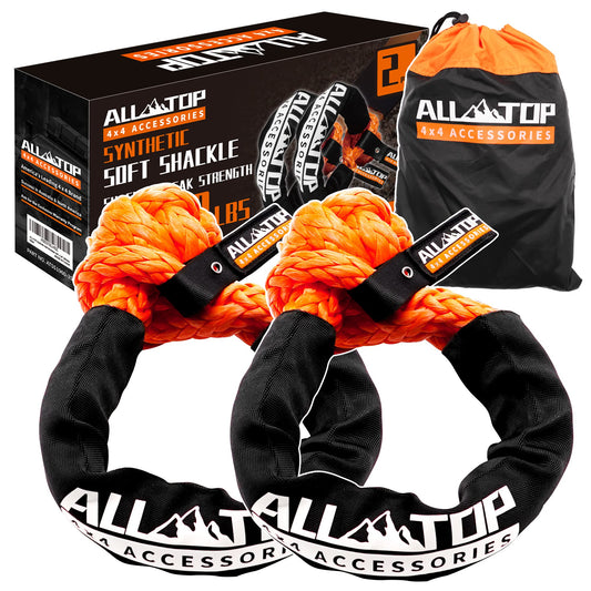 ALL-TOP Synthetic Soft Shackle Rope 3/4in x 24in (66200Lbs Max Break) UHMWPE Recovery Tow Shackles for Offroad 4x4 Vehicles, 2 PCS 3/4" x 24" Shackles