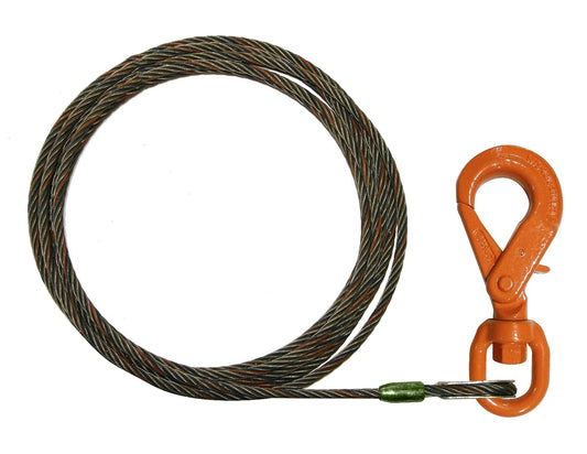 3/8" x 100' Fiber Core Winch Cable with Swivel Hook & Latch Kit