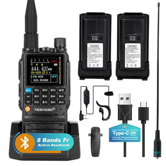 TIDRADIO TD-H3 GMRS Radio with 771 Aviation Antenna 2pack 2500 mAh Battery (1 Pack)