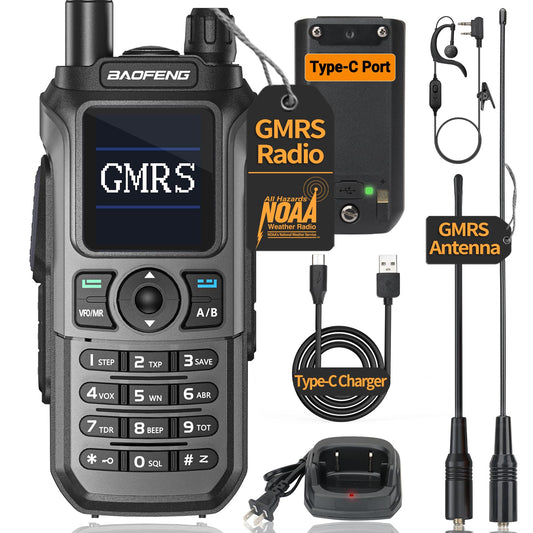 BAOFENG GMRS Radio GM21 GMRS Handheld Radio Long Range Walkie Talkies for UV-5R GMRS Rechargeable Two Way Radio with Battery NOAA Weather Receiver,999 Channels,Copy Frequency and USB-C Charger