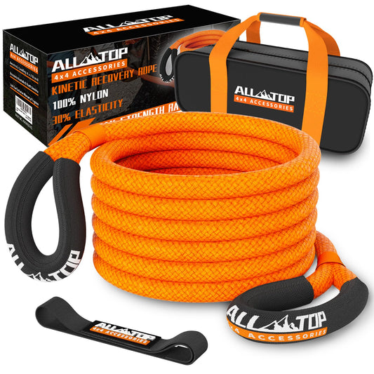 ALL-TOP 1" x 30' Kinetic Recovery Rope 48000 Lbs for 4x4 Offroad, Orange