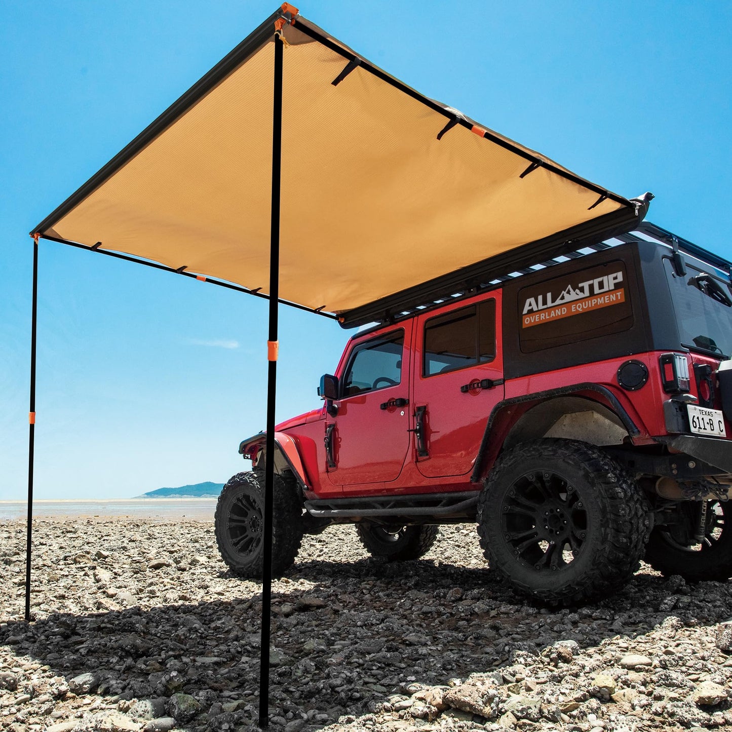 ALL-TOP 6.6'x8.2' Roof Rack Awning - UV50+ Weatherproof 4x4 Sun Shade