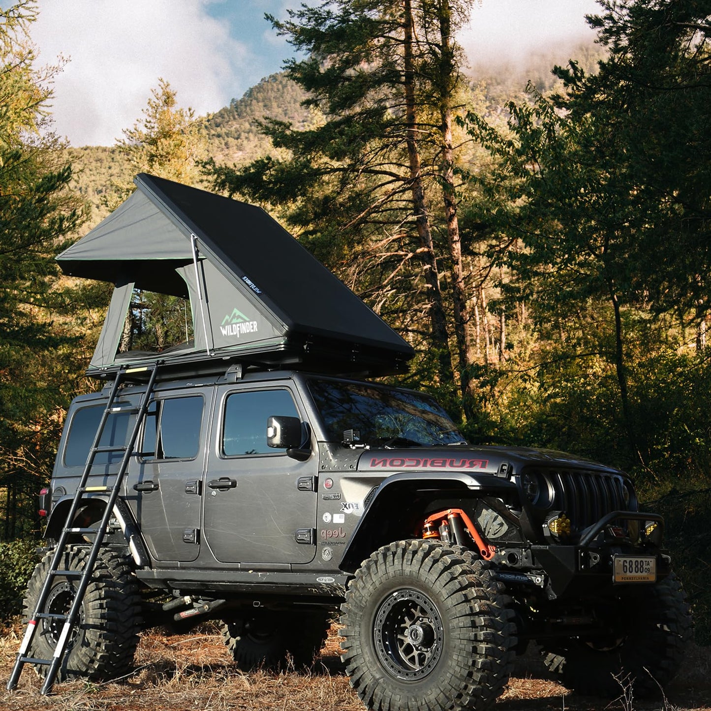 WildFinder Hard Shell Rooftop Tent for Jeep SUV Truck - 2-3 Person Camping