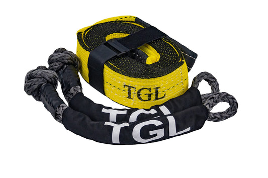 TGL 3 inch, 20 foot tow strap with 2-pack of 1/2 inch soft shackles