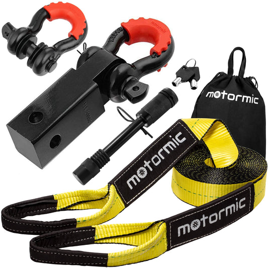 Motormic Tow Strap Recovery Kit - 3"x30' Rope, 2" Shackle, 30,000 lbs.