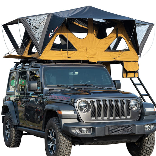 QEEKA Rooftop Tent, Andromeda Car SUV Camping Tent with Ladder - Black & Yellow