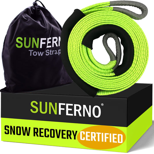 Recovery Tow Strap 35000lb Break Strength - Lab Tested Heavy Duty 3"x20' Winch Snatch Straps - Recover Your Vehicle Stuck in Mud/Snow - Protective Loops - Off Road Towing Rope Truck Accessory 3" x 20'