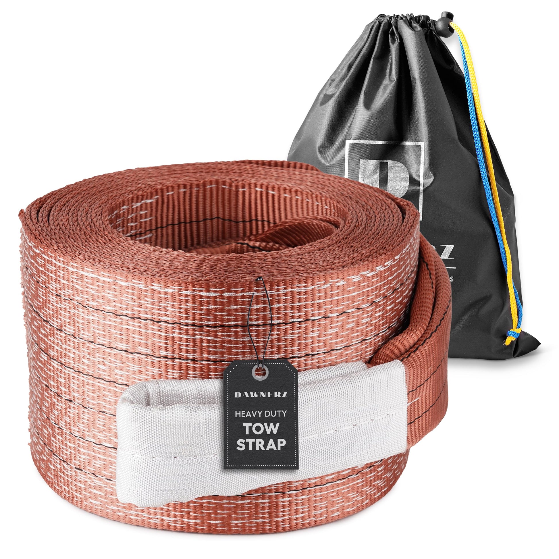 Tow Strap Heavy Duty 100000 lbs 30ft - Recovery Towing Rope 55 US Tons 9m for Tractors and Dump Trucks 7.1”x 30’ (2ply) 100,000lbs