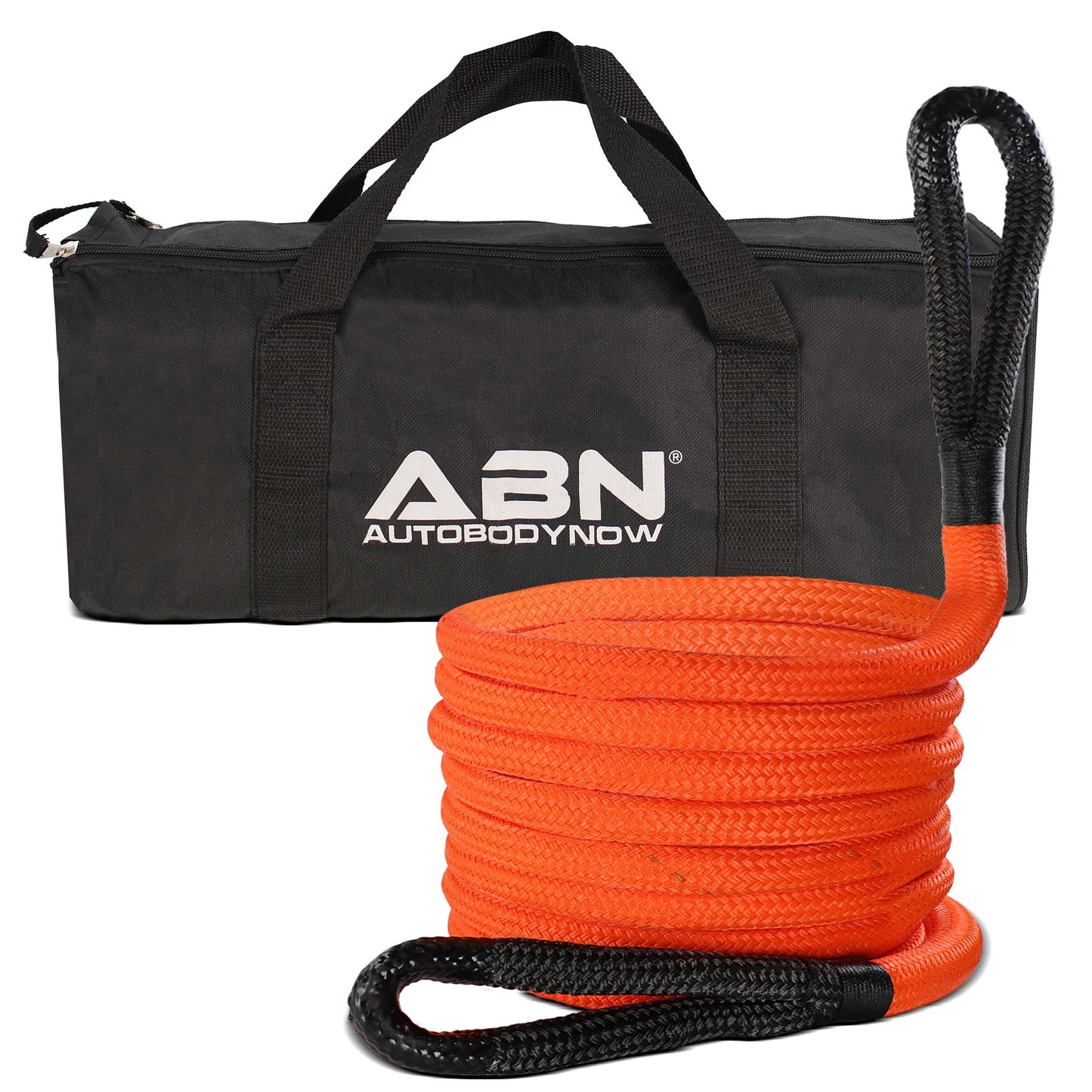 ABN Kinetic Recovery Rope - 1in x 30ft Orange Emergency 30,000lb Cap Kinetic Tow Rope Stretch Tow Ropes for Vehicles