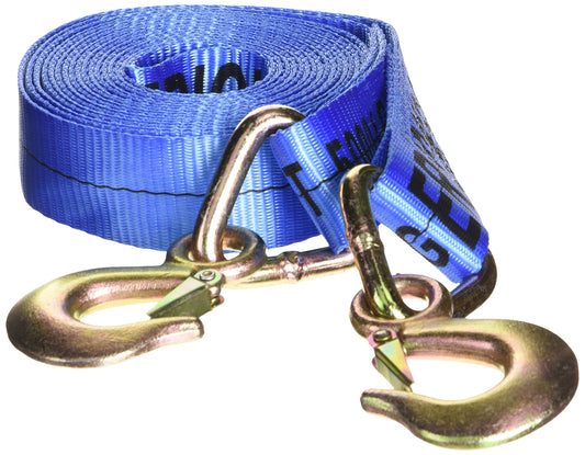 Erickson 09301 Blue 2" x 20' Tow Strap with Forged Safety Snap Hook