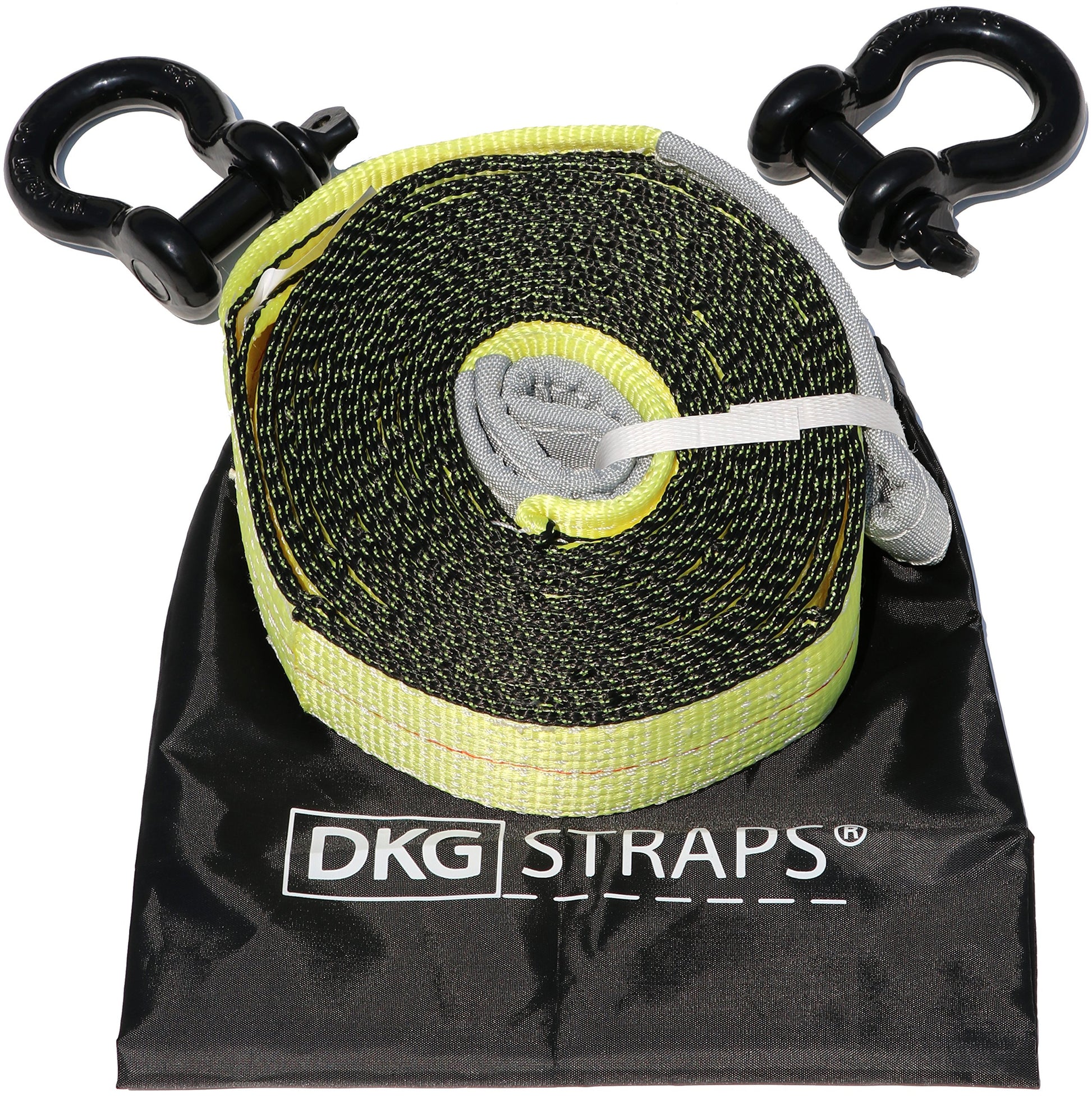 3" x 20' EXTRA Heavy Duty 2-PLY Recovery Tow Strap with 2 D Shackles and Storage Bag- Ideal Strapping Recovery Towing Kit